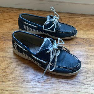 Navy and White Leather Sperry Topsiders